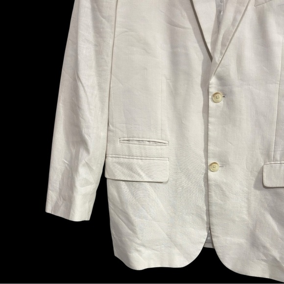 Perry Ellis Men’s White Linen Cotton Blend Blazer Sport Coat 44R - Picture 4 of 16